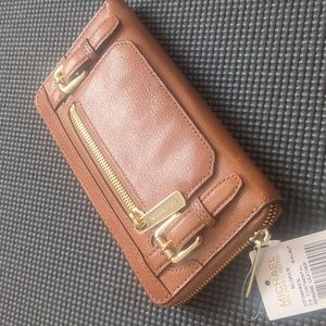 Michael Kors McGraw Walnut Leather Continental Zip-around Wallet